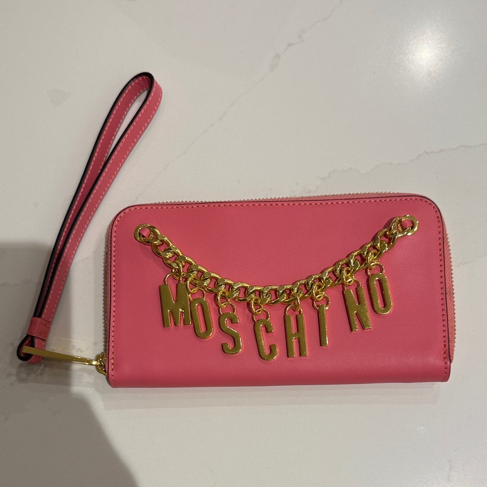 Moschino Pink Clutch with Gold Hardware